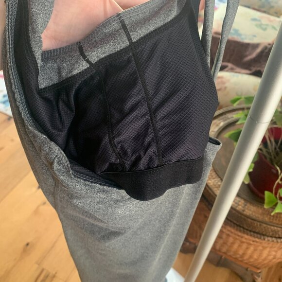 Heather Grey Built-In Bra Tank Top – Crossback Yoga Style - Picture 5 of 7